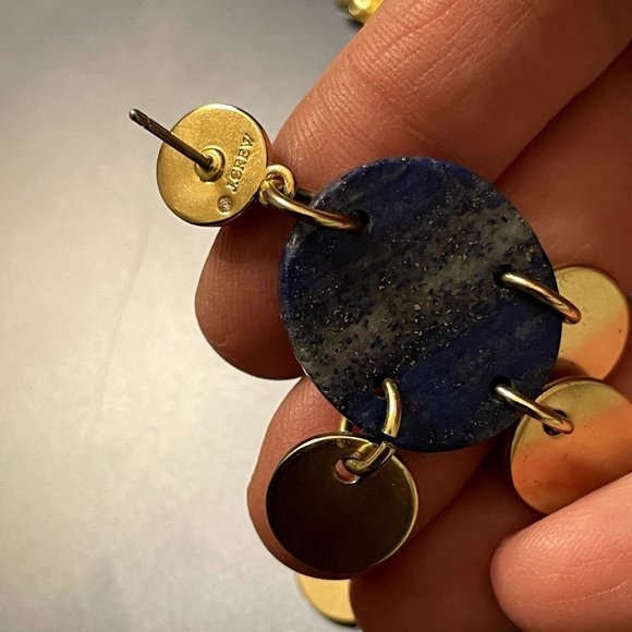 J. Crew Blue Lapis Stone Disc Dangle Earrings - Picture 6 of 6
